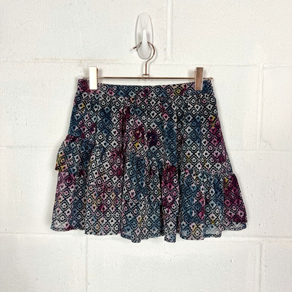 Abercrombie Kids Girls Skirt Size 11/12 Lined Asymmetric Tiers Ruffle Bohemian